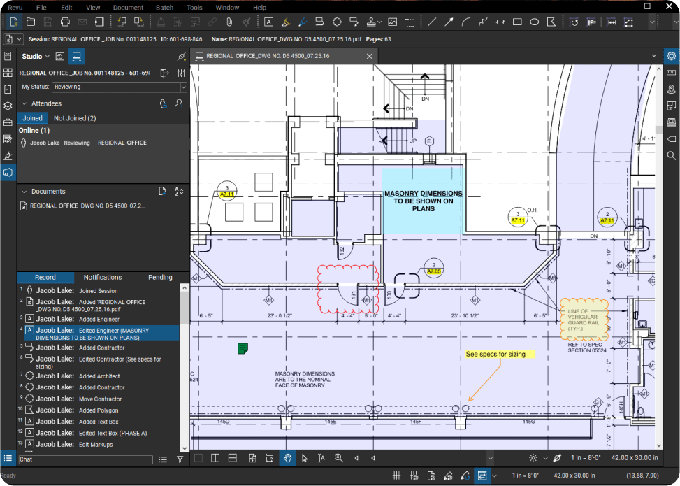 Studio-Sitzung für Planprüfungen und die Qualitätssicherung/Qualitätskontrolle in Revu